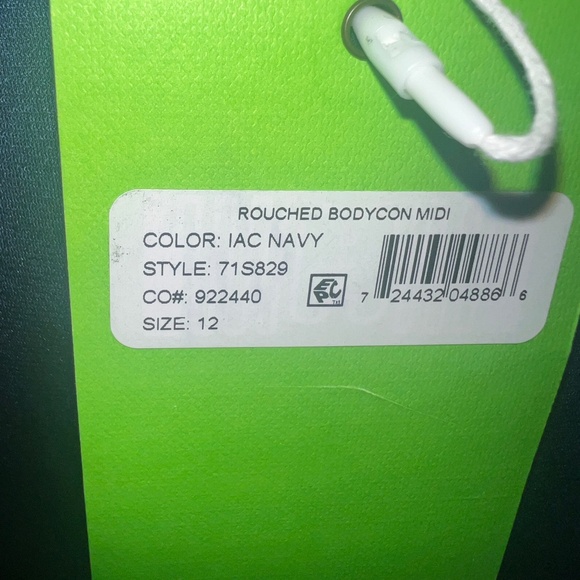 Sam Edelman Drape Neck Ruched Slim Asymmetric  Dress Navy - Picture 10 of 14